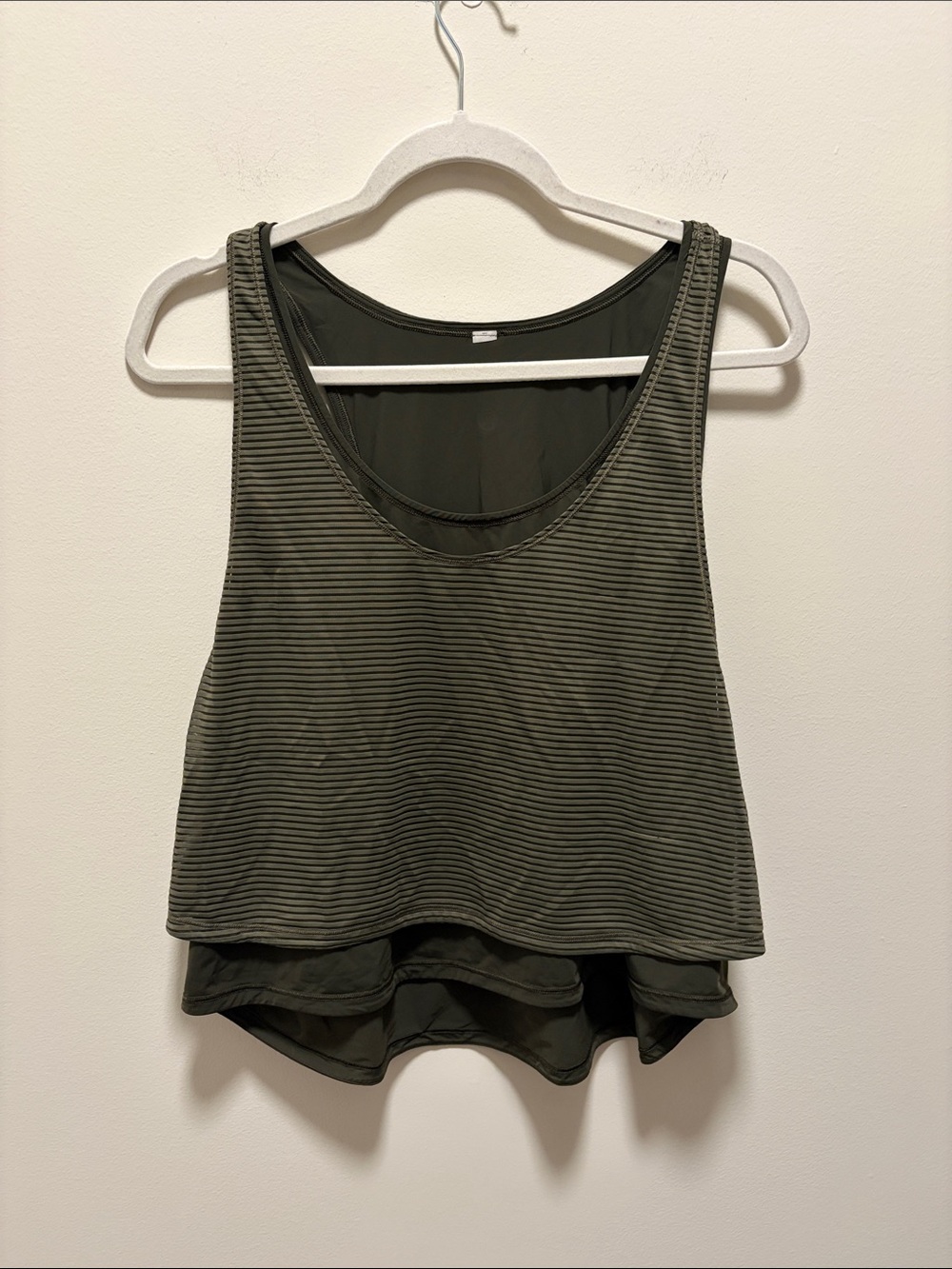 lululemon athletica Olive Green Layered Striped Tank
